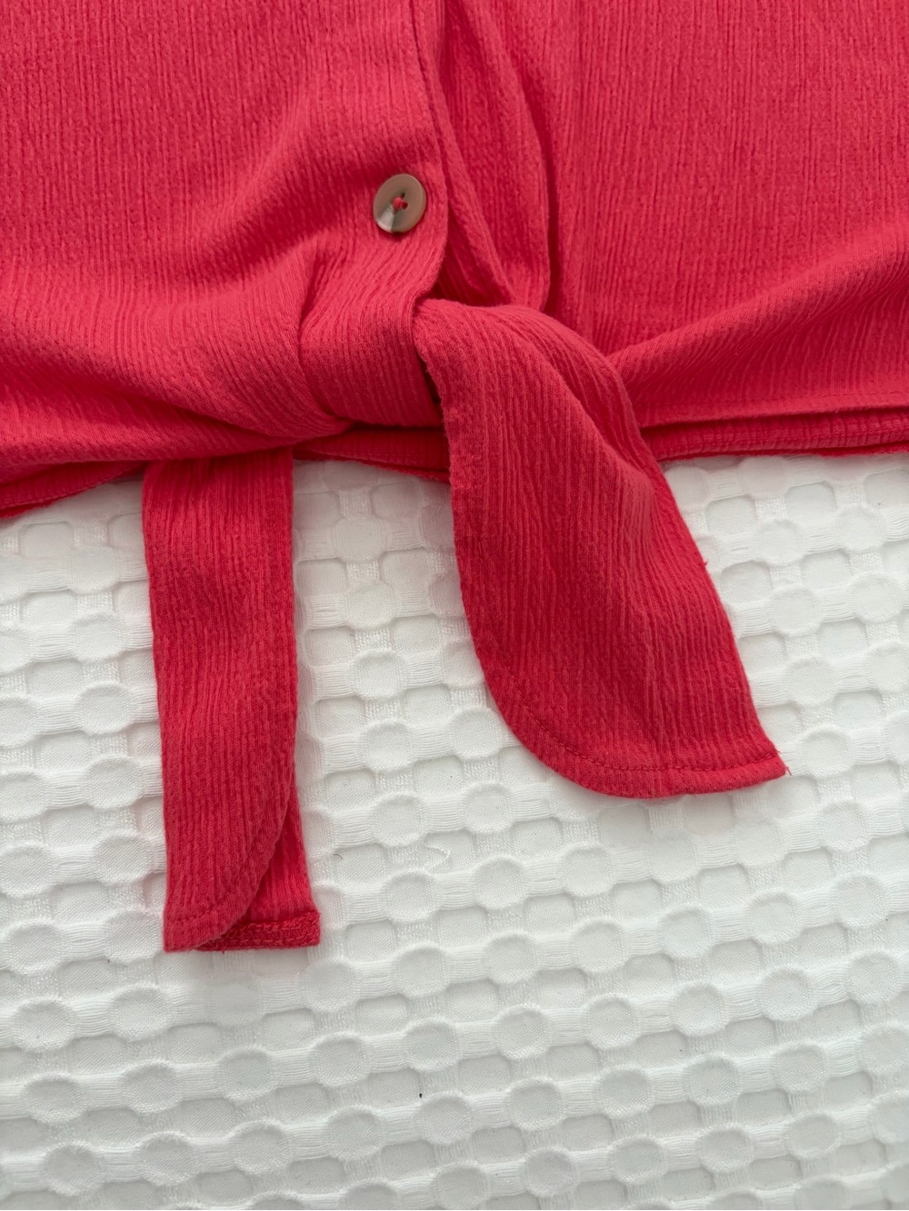 Belle by Kim Gravel Coral Tie-Front Button-Front Shirt 4X - Picture 3 of 6
